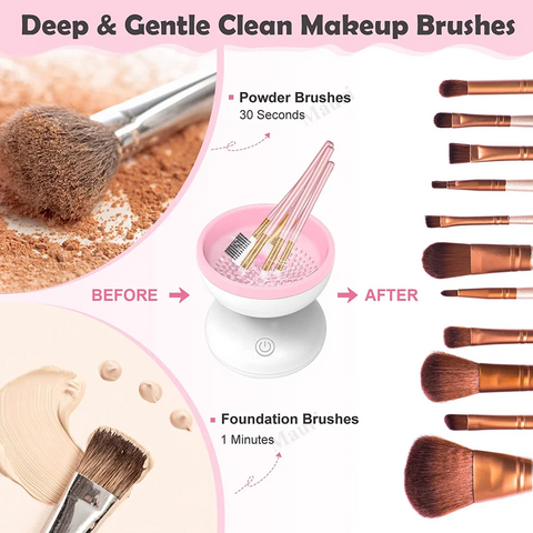 before and after of the effect of using this electric make up brush cleaner